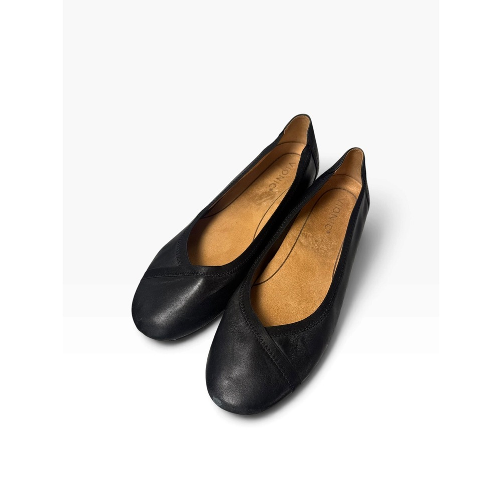 Vionic Caroll Black Leather Ballet Flats Orthotic Support Round Toe Shoes 9.5